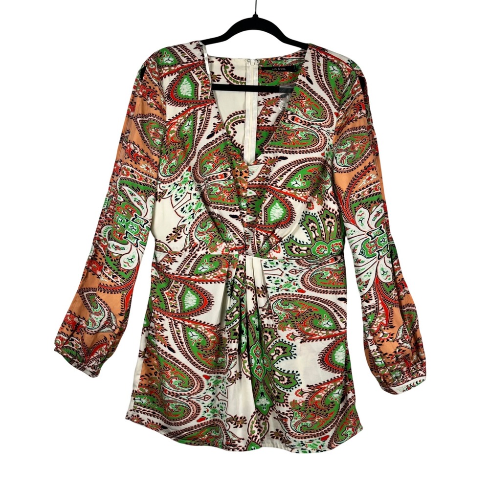 Ark & Co. Romper Womens Cream Paisley Slit Long Sleeve Size L